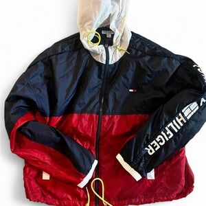 Tommy Hilfiger Red and Navy Hooded Jacket